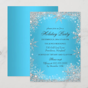 Blue Winter Wonderland Christmas Holiday Party Invitation