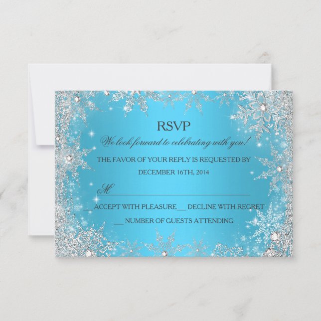 Blue Winter Wonderland Christmas Holiday RSVP (Front)