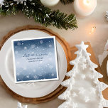Blue Winter Wonderland Christmas Wedding  Napkin<br><div class="desc">Introducing our stunning Blue Winter Wonderland Christmas Wedding design, the perfect choice for your upcoming winter nuptials! This beautiful invitation suite features a rustic winter wonderland theme, complete with delicate Christmas snowflakes and a snowy night sky that will transport your guests to a magical winter wonderland. Our design captures the...</div>