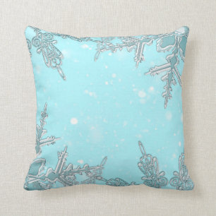 Blue Winter Wonderland Elegant Snowflakes Pretty Throw Pillow