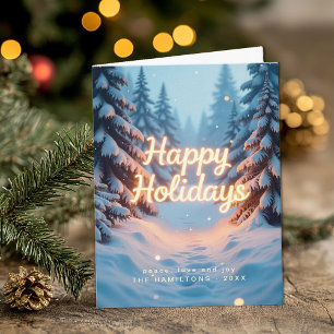 Blue Winter Wonderland Happy Holidays Card