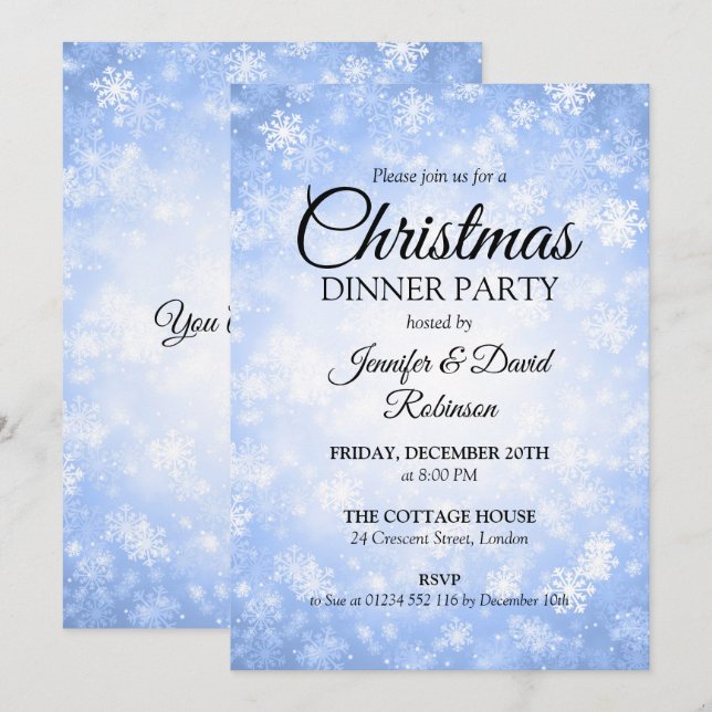 Blue Winter Wonderland Holiday Christmas Party Invitation (Front/Back)