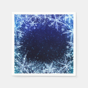 Blue Winter Wonderland Icy Snowflakes Party Napkin