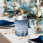 Blue Winter Wonderland Pine Christmas Wedding  Can Cooler<br><div class="desc">If you are looking for a wedding theme that captures the enchanting beauty of winter, then a blue winter wonderland pine forest Christmas wedding design is the perfect choice for you. This design combines elements of rustic winter wonderland wedding with navy blue pine forest wedding, making it a festive and...</div>