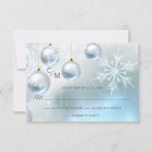 Blue Winter Wonderland Snow Scene RSVP Wedding