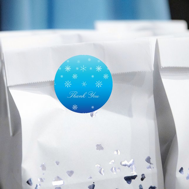 Blue Winter Wonderland Snowflake Baby Thank You Classic Round Sticker (Creator Uploaded)