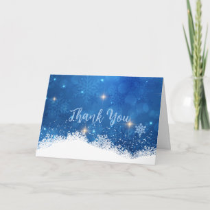 Blue Winter Wonderland Thank You Card   Snowflakes