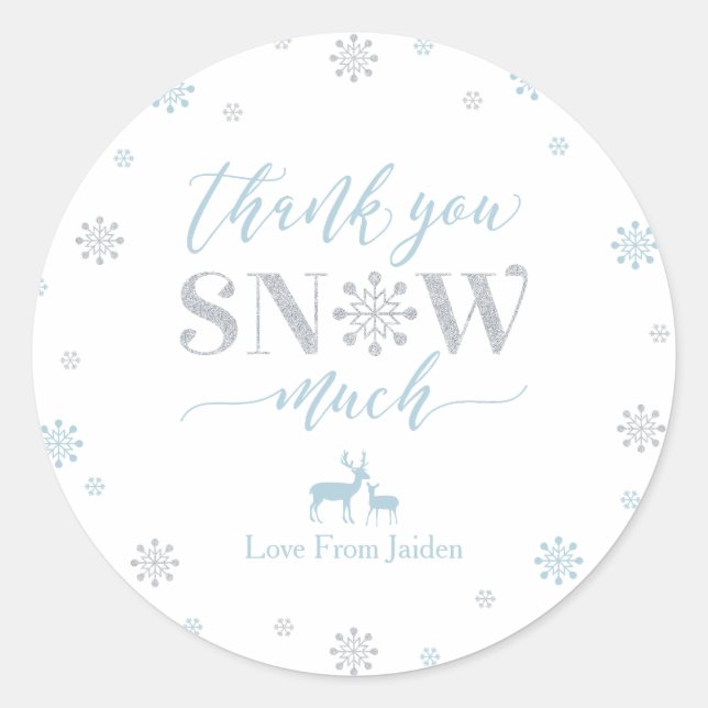 Blue Winter wonderland Thank you snow much sticker (Front)
