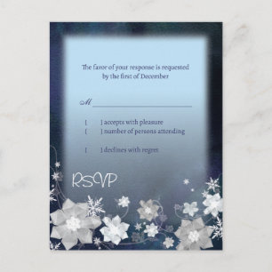 Blue Winter Wonderland Wedding RSVP Invitation Postcard