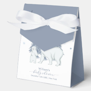 Blue Winter Woodland Polar Bear Baby Shower  Favor Box