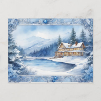 Blue Winter's Tale: Add Your Warm Wishes Invitation Postcard