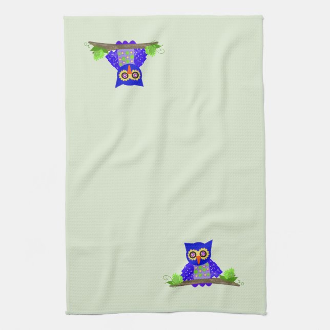 Blue Wise Owl Kitchen Towel (Vertical)