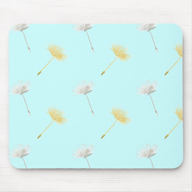 Blue Wishes Dandelion Flowers Mouse Pad (Front)