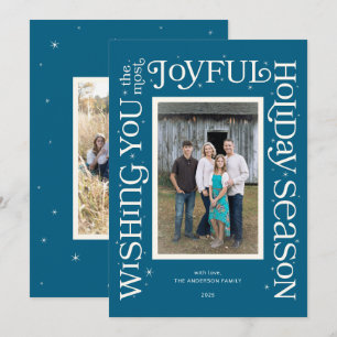 Blue Wishing You the Most Joyful Season  Holiday Card