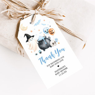 Blue Witch Ghost Little Boo Baby Shower Favor Tags