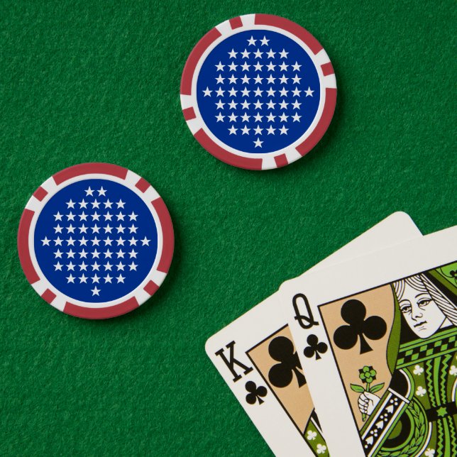 Blue with 50 White Stars American Flag Theme Poker Chips (Poker Table (Double))