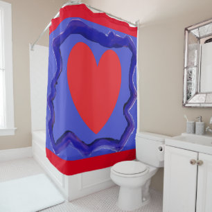 Blue with big red heart art design