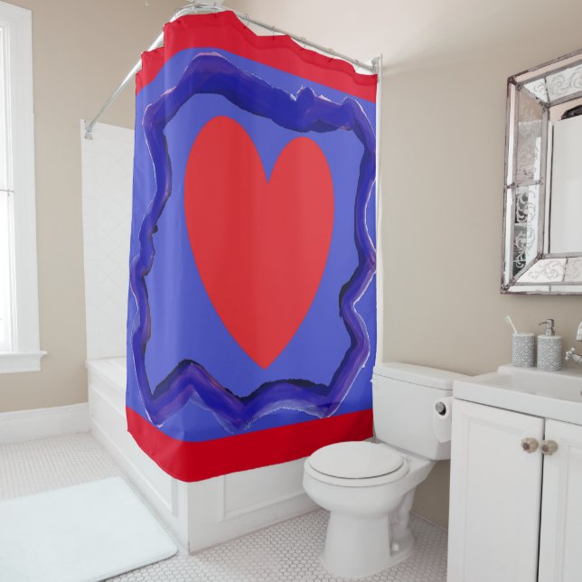 Blue with big red heart art design (In Situ)