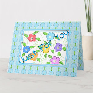 Blue With Colourful Floral Card