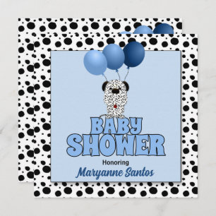 Blue with Dalmatian Puppy Theme Baby Shower Invitation