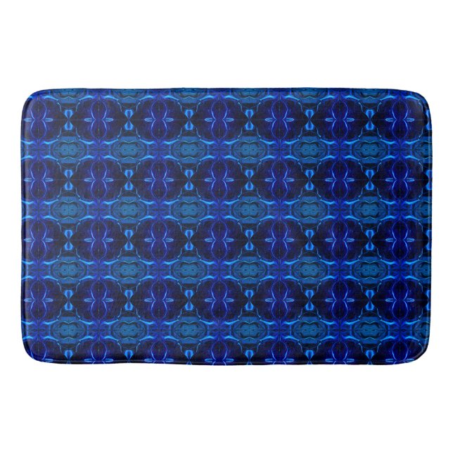 Blue with 'floating' intertwined strokes bath mat (Front)