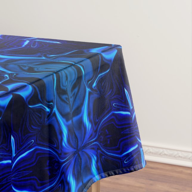 Blue with 'floating' intertwined strokes tablecloth (In Situ)
