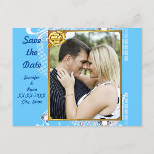 Blue with Frame Diamonds Save the Date Postcard