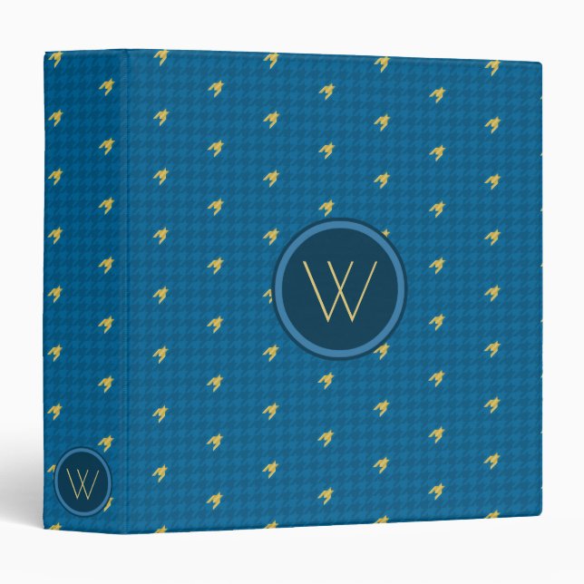 Blue with Gold Accent Houndstooth Binder (Front/Spine)
