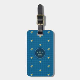 Blue with Gold Accent Houndstooth Luggage Tag