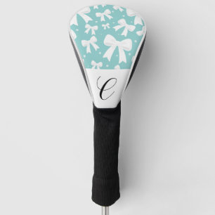 Blue With Pearls & White Bows Coquette  Golf Head Cover