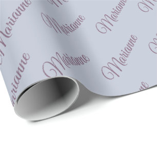 Blue with plum text. wrapping paper
