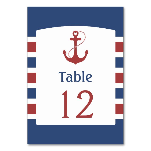 Blue with Red Anchor Table Number (Front)