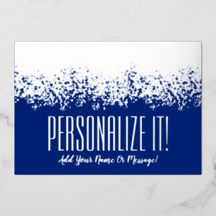 Blue With Silver Foil Glitzy Border Card