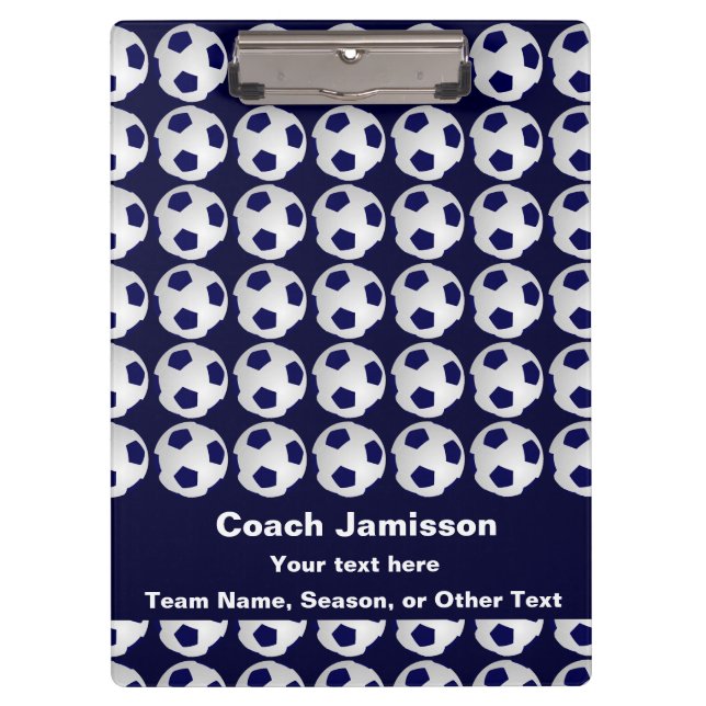 Blue with Soccer Ball Pattern for Team Coach Clipboard (Front)