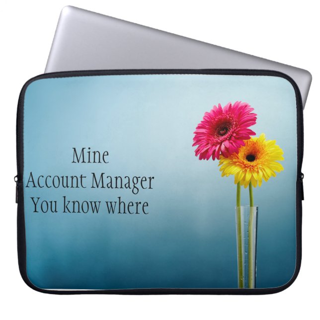 Blue with two flowers on a laptop sleeve (Front)