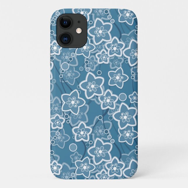 blue with white, blue, flowers, floral, rustic, fa Case-Mate iPhone case (Back)
