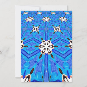 blue with white geometric invitation