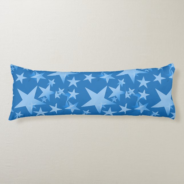 Blue with White Stars Custom Cotton Body Pillow (Front)