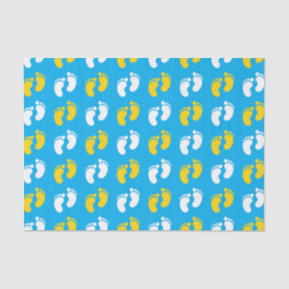 BLUE WITH YELLOW & WHITE BABY FEET TISSUE PAPER