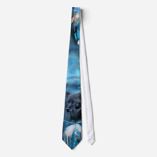 Blue Wolf Art Tie (Front)