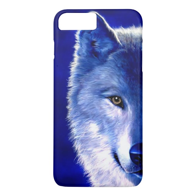 Blue Wolf at Night iPhone 7 Plus Case (Back)