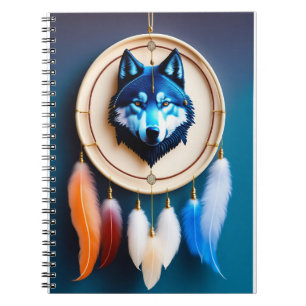 Blue Wolf Dreamcatcher Spirit Art Notebook