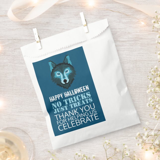 Blue Wolf, Halloween Party Favour Bag (Clipped)