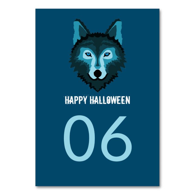 Blue Wolf, Halloween Party Table Number (Back)