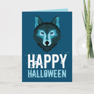 Blue Wolf, Happy Halloween Card