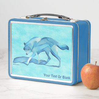 Blue Wolf On Snow Metal Lunch Box