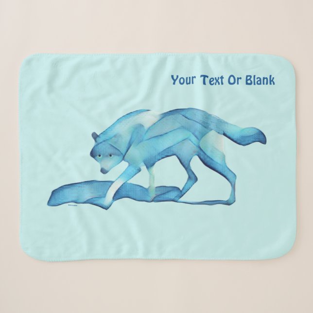 Blue Wolf On Snow Sherpa Blanket (Front (Horizontal))