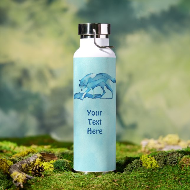 Blue Wolf On Snow Water Bottle (Outdoor (Rotated))