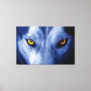 Blue Wolf With Beautiful Glowing Eyes Canvas Art
