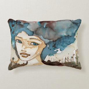 Blue Woman Decorative Pillow